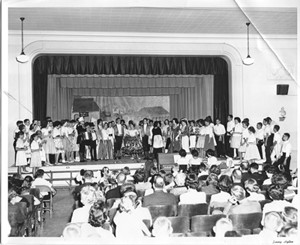 Rosemont auditorium stage, circa 1962