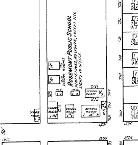 map showing Rosemont School in temporary buildings